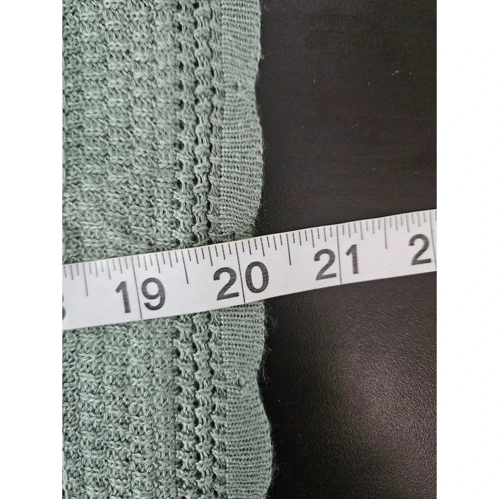 Fortune + Ivy Womens S Sage Green Open Knit Sweater Coastal Boho Minimalist